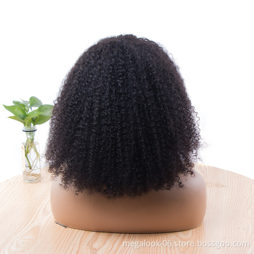 8 10 12 14 Short Human Hair Lace Wigs With Bangs, Brazilian Jerry Curl Hair Bob Lace Wig With Front Fringe Bangs